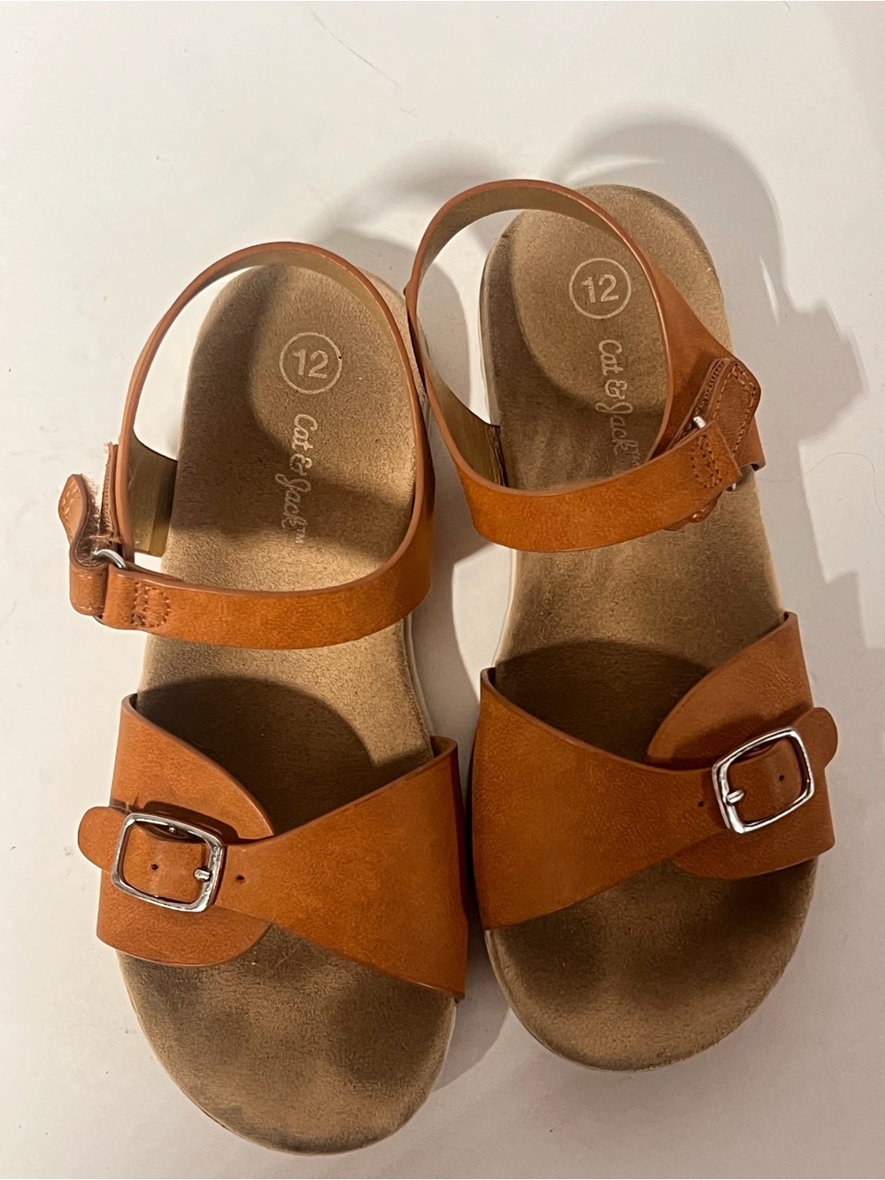 Cat & Jack Brown Leather-Look Buckle Strap Women’s Sandals